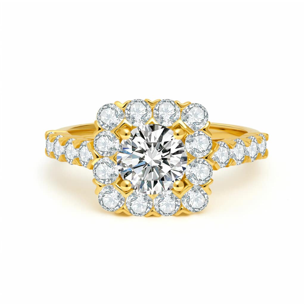 טבעת אליזבת צבע צהוב 2.20 קראט אבני מואנייס ice diamonds