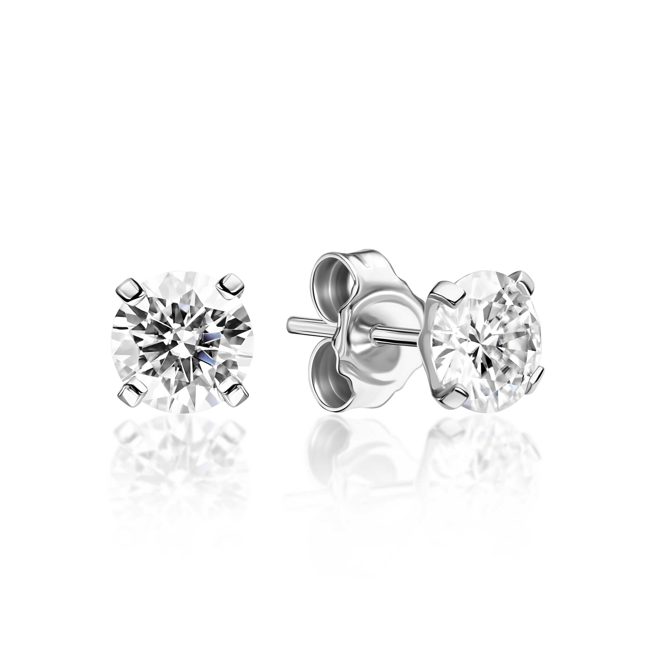 עגילי סוליטר שלוש קראט מזהב 14 קראט ice diamonds